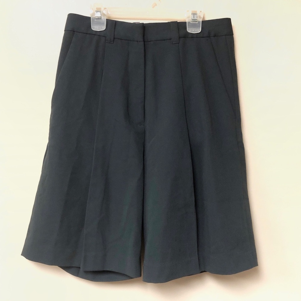 LEM Women's Dark Gray Baggy Short Pleated Long Shorts Wide Leg SIze XS NWT